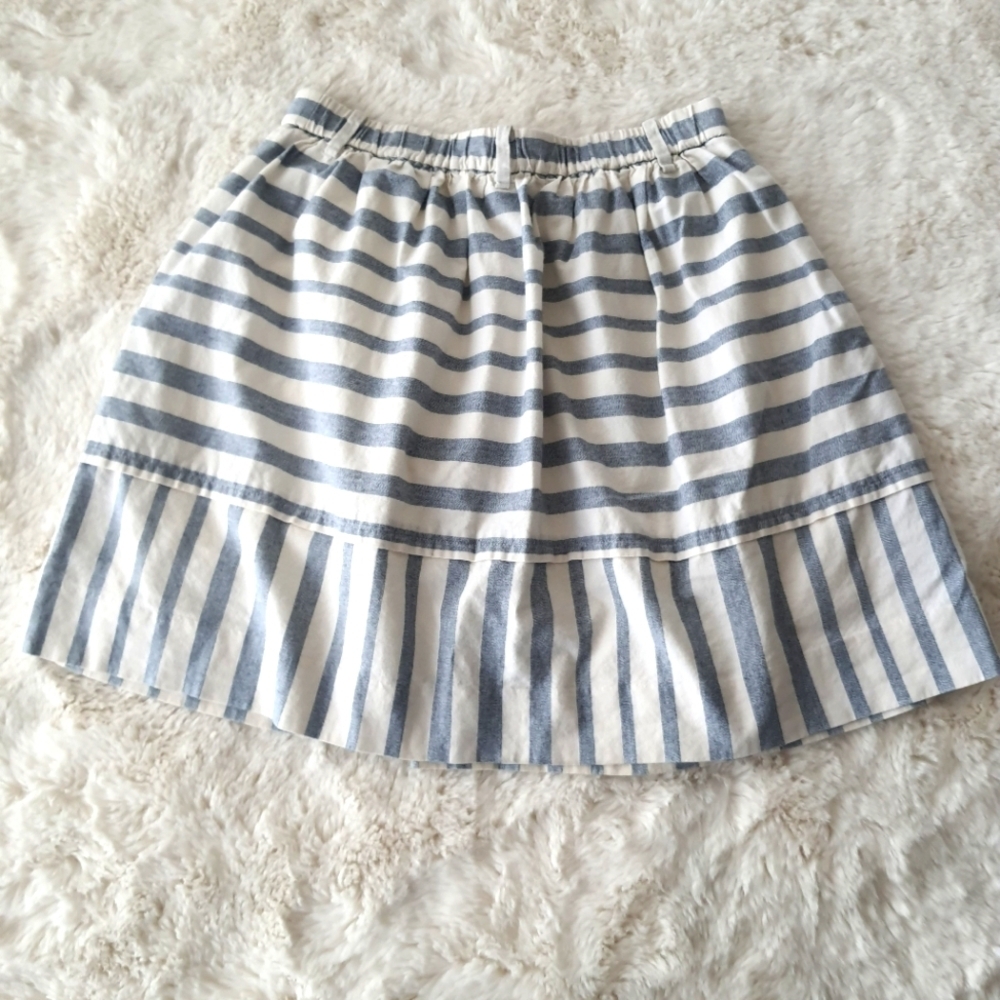 🇺🇸 Madewell Striped Mini Skirt XS Nautical Blue Off White with Pockets